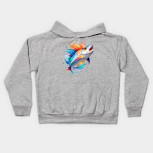 Crazy Fish In Watercolor Style - Ai Art Kids Hoodie